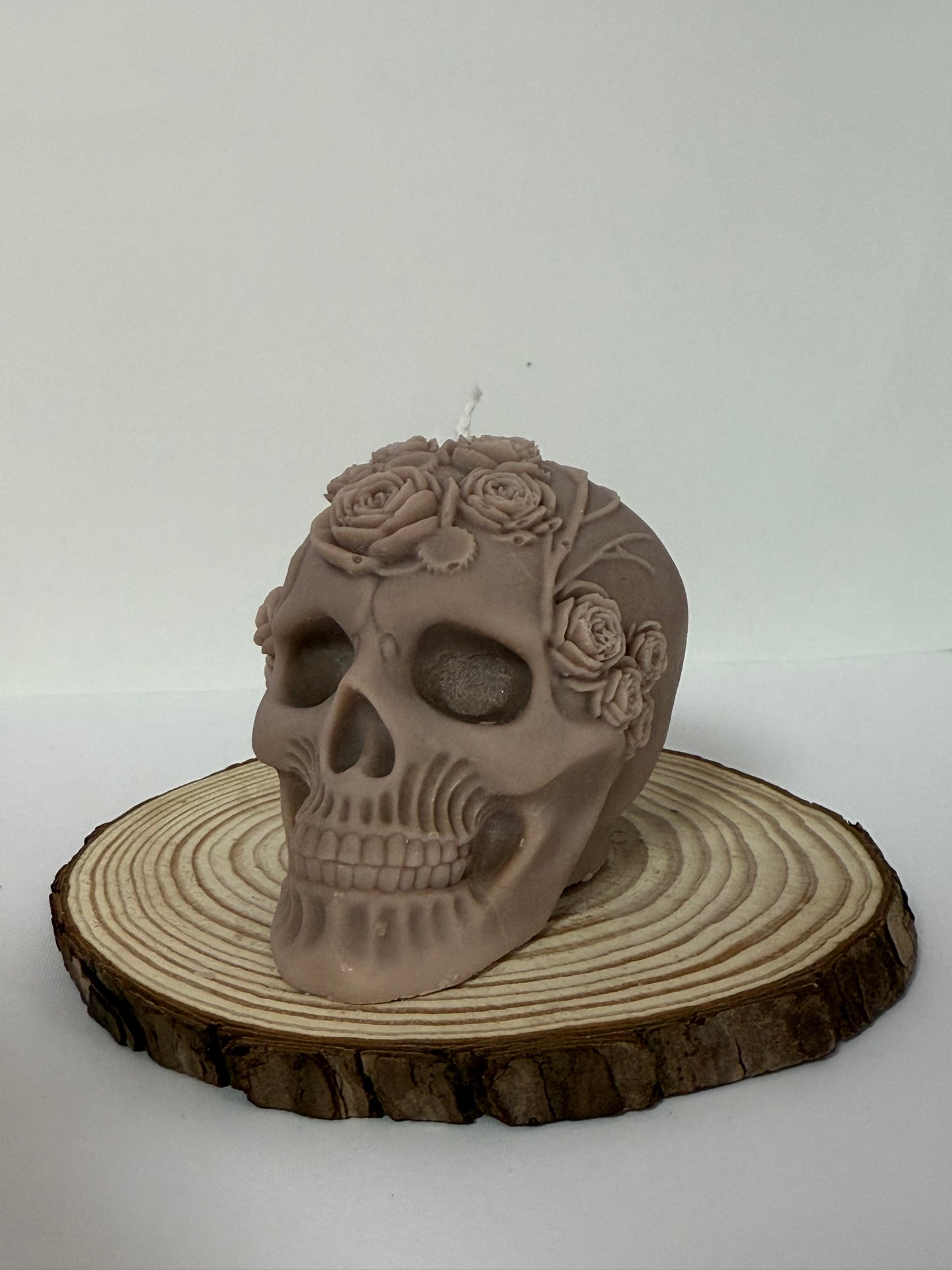 Gothic Skull Candle with Roses Candle