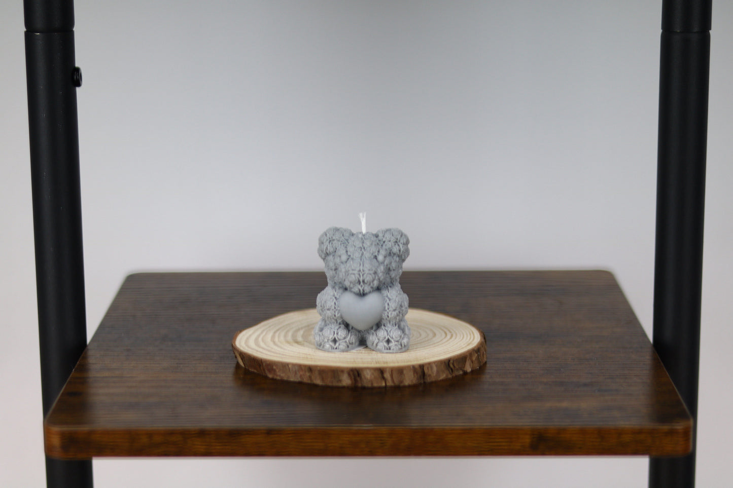 Rose Bear Holding Heart Candle