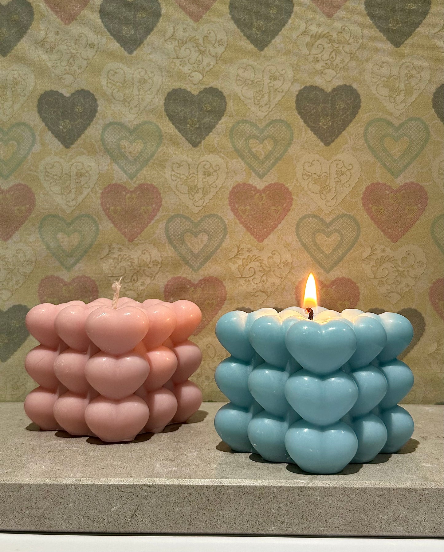 Heart Cubic Block Candle