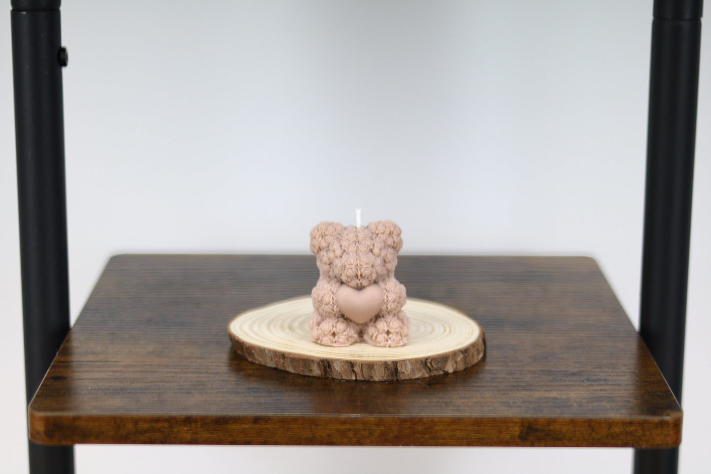 Rose Bear Holding Heart Candle