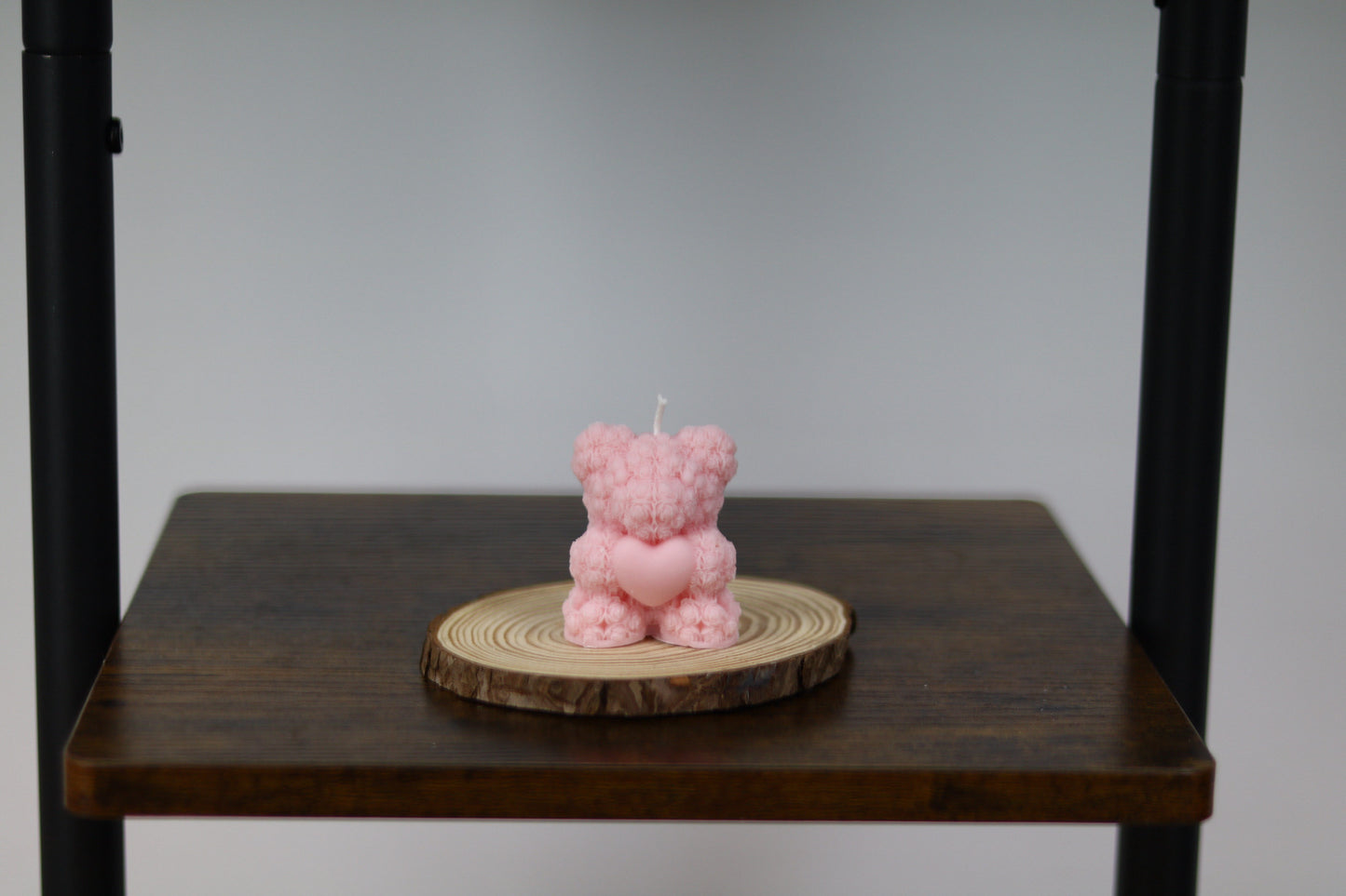 Rose Bear Holding Heart Candle