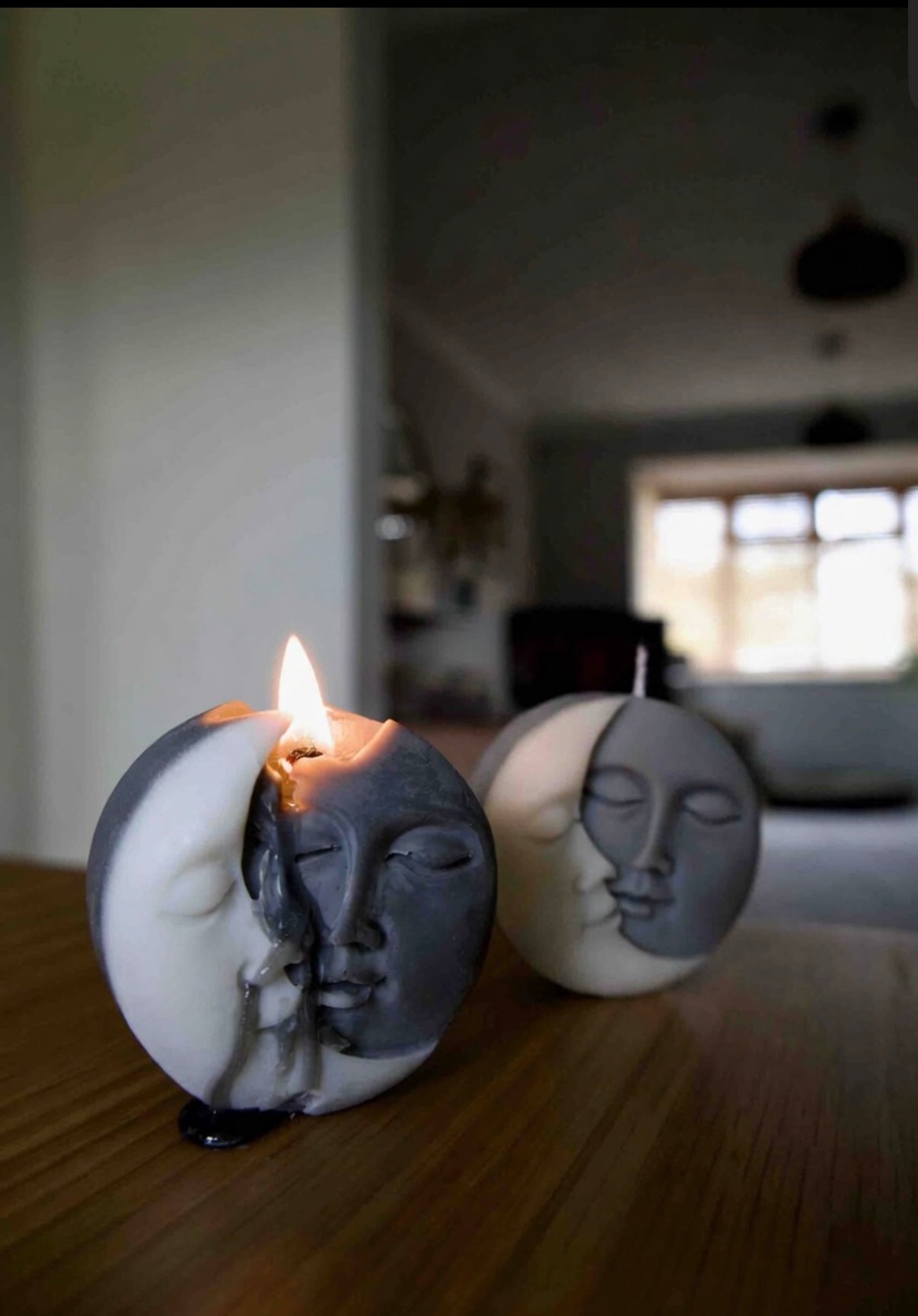 Dual Face Moon Candle