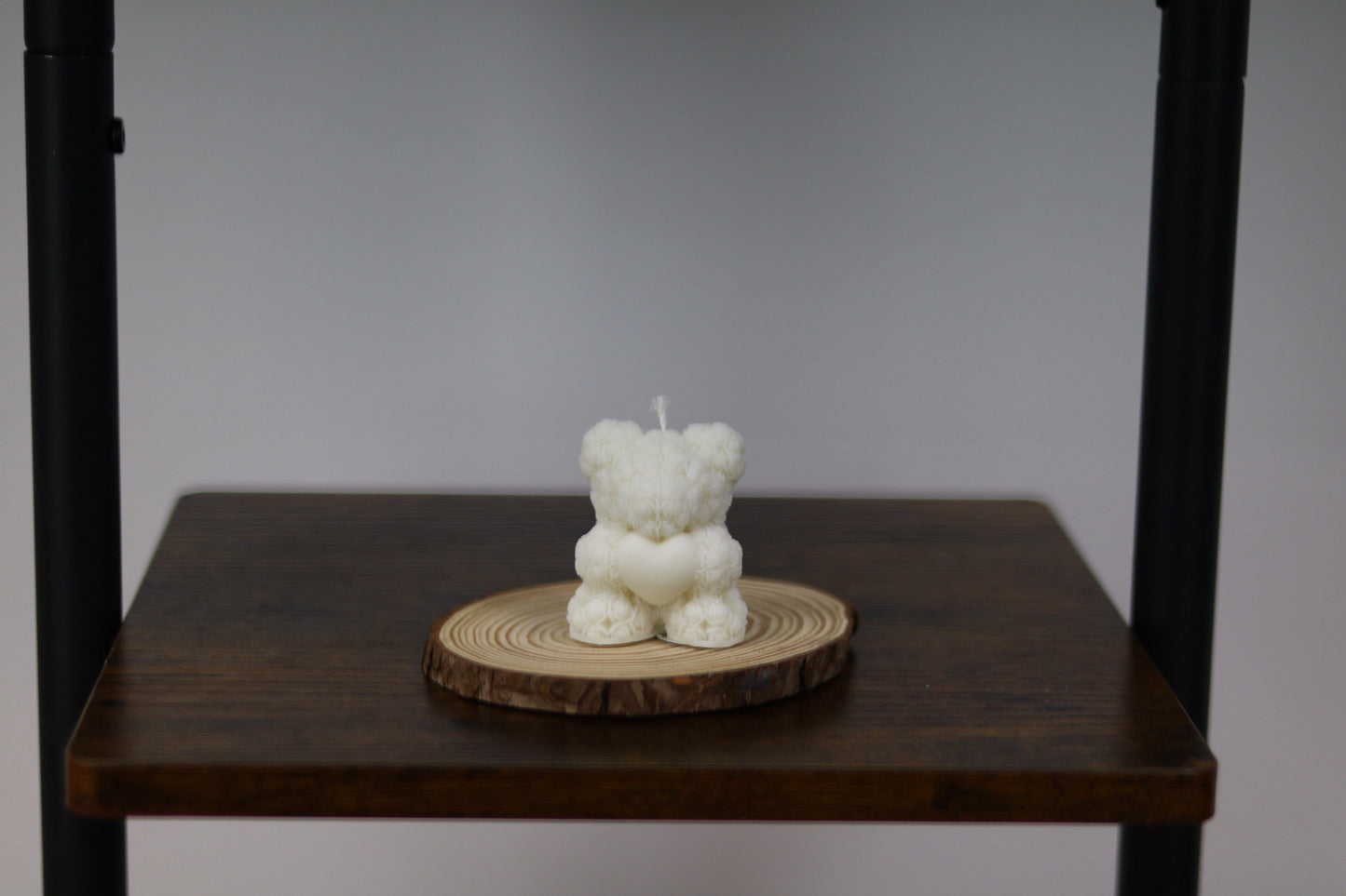 Rose Bear Holding Heart Candle