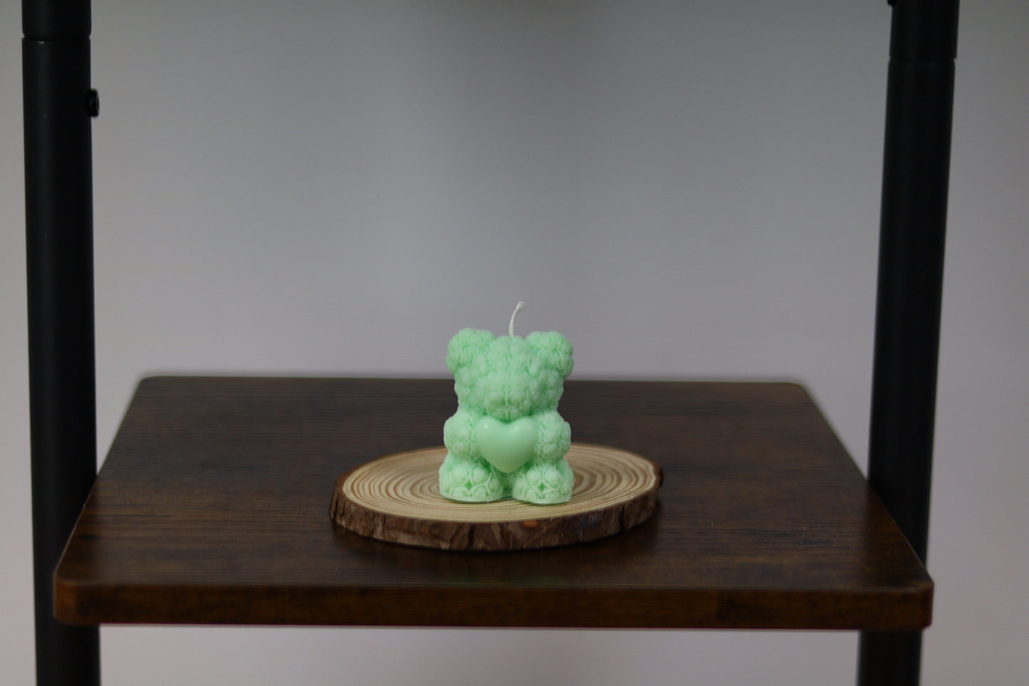 Rose Bear Holding Heart Candle