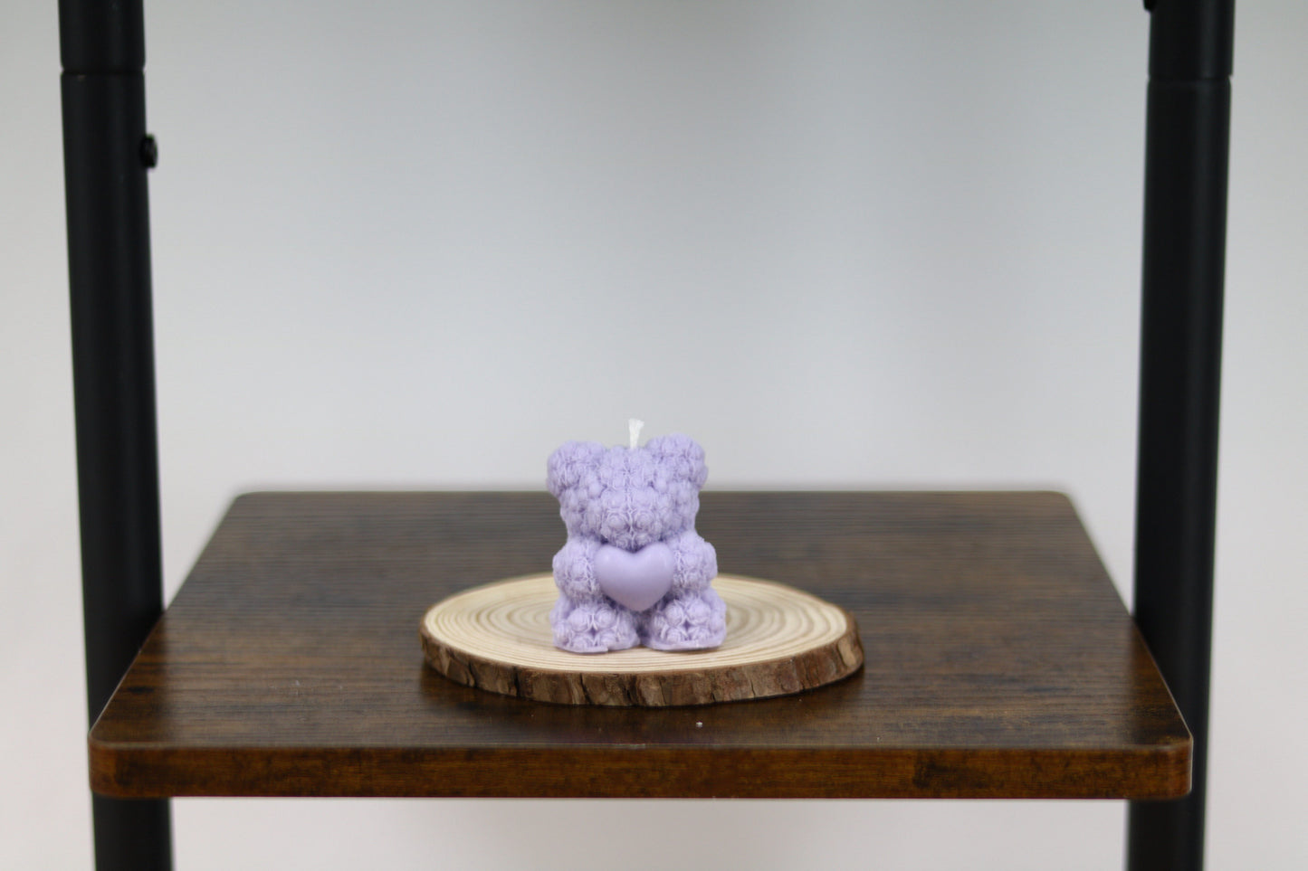 Rose Bear Holding Heart Candle