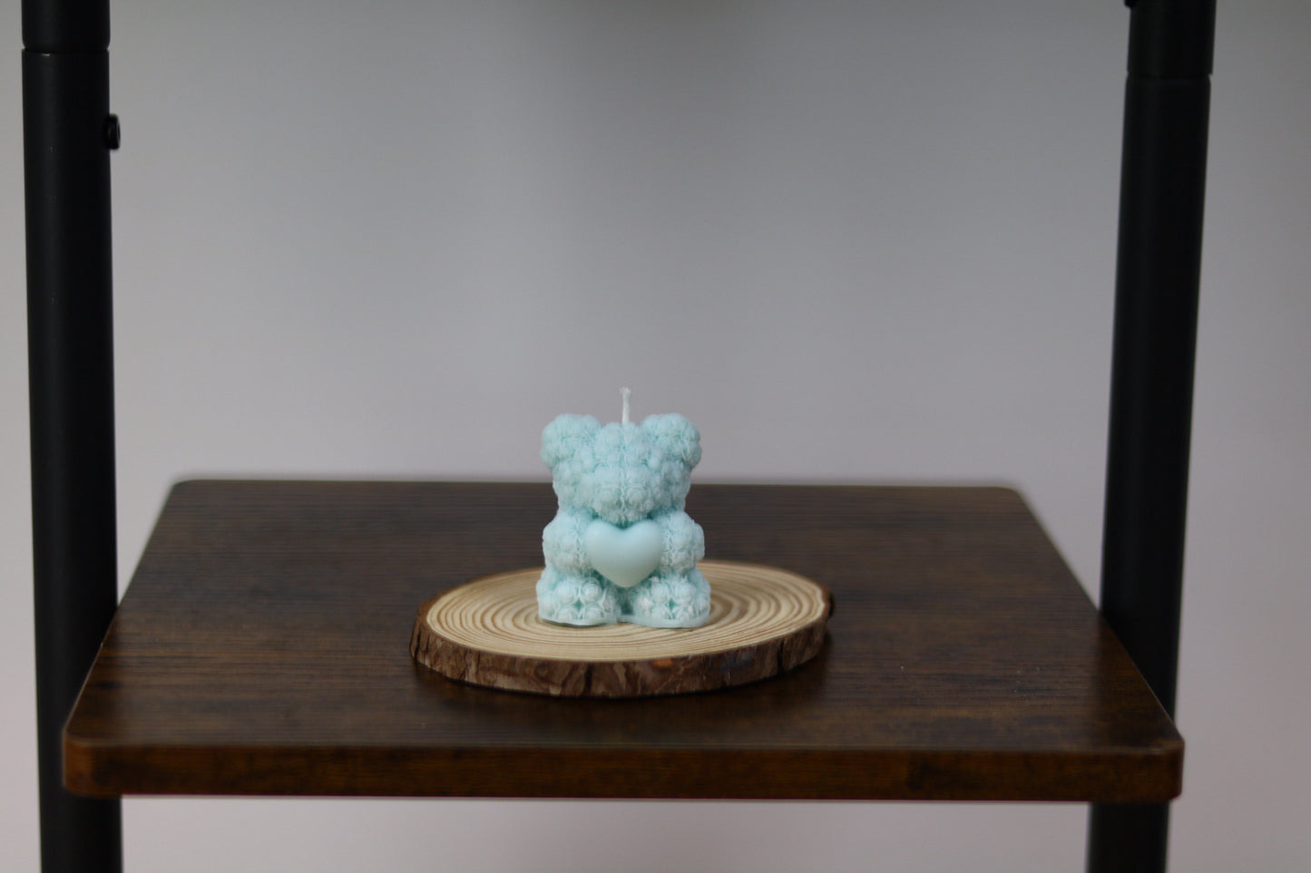 Rose Bear Holding Heart Candle