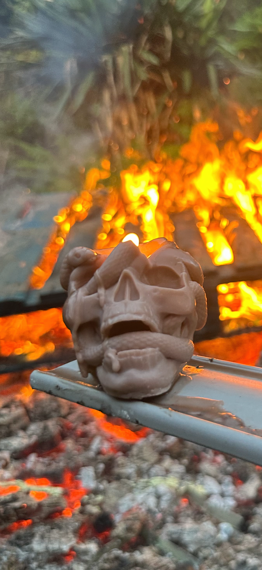 Snake in Skull Candle